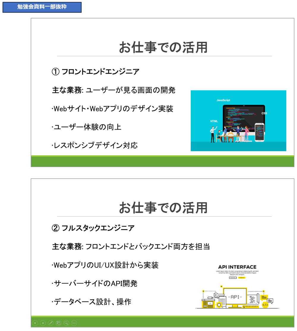 お仕事での活用の関する資料